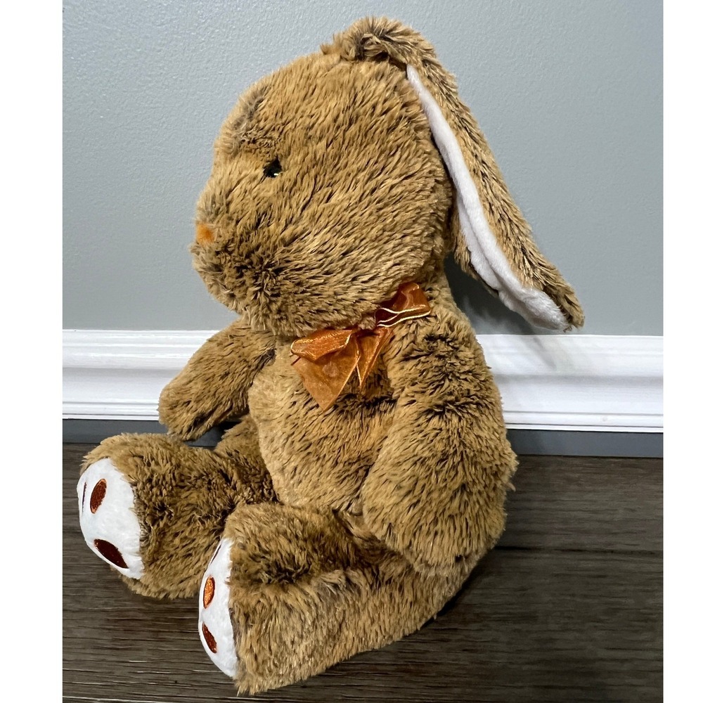 Hugfun Brown Bunny Rabbit Plush Stuffed Animal Toy Copper Bow Easter Kid - Picture 2 of 5